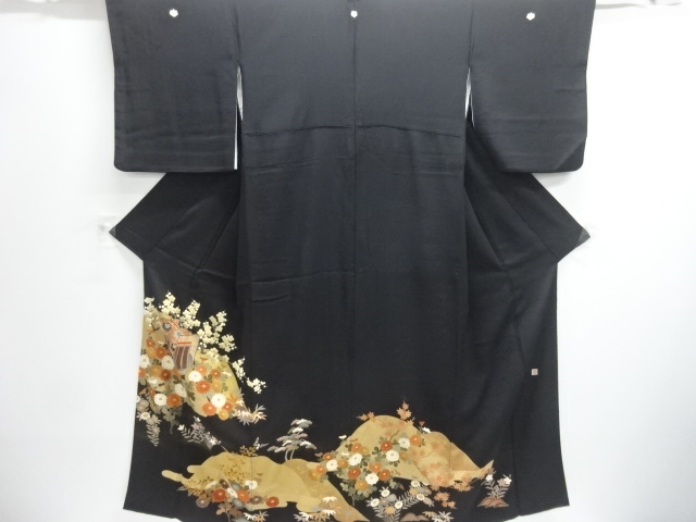 JAPANESE KIMONO / TOMESODE / EMBROIDERY / CARRIAGE & FLOWER / ARTIST WORK